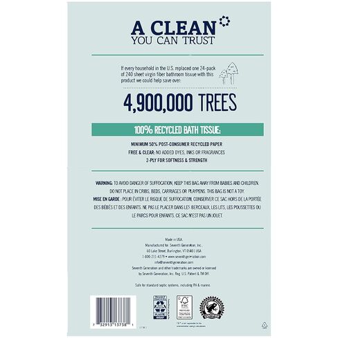 Seventh Generation, Double Roll Bath Tissue 2 Ply 300 Sheet, 4 Count in Kuwait