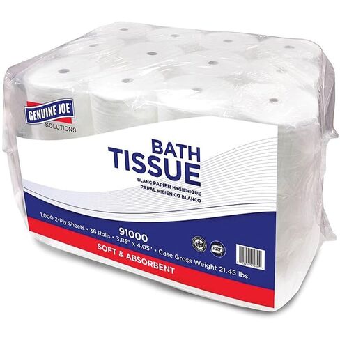 Genuine Joe Bath Tissue, 3.85" x 4.05", 2-Ply, 1000 Sheets/Roll, 36 Count in Saudi Arabia