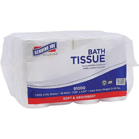Genuine Joe Bath Tissue, 3.85" x 4.05", 2-Ply, 1000 Sheets/Roll, 36 Count in Saudi Arabia