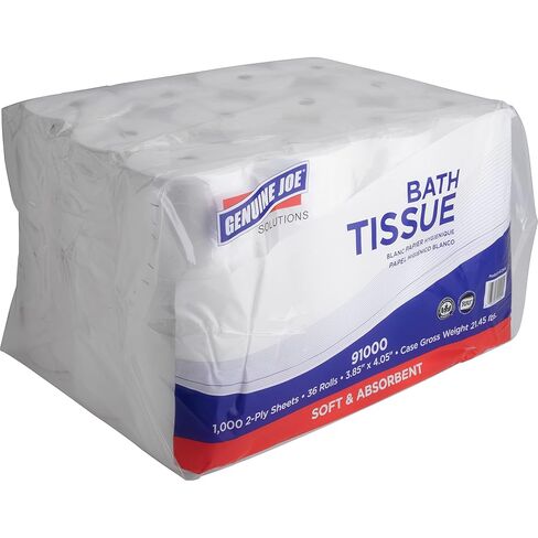 Genuine Joe Bath Tissue, 3.85" x 4.05", 2-Ply, 1000 Sheets/Roll, 36 Count in Saudi Arabia