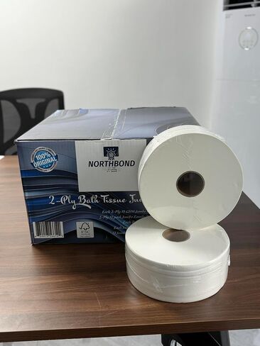 Northbond A++ Premium 2-Ply Jumbo Bath Tissue, Soft, Strong, & Smooth - 12 Commercial Rolls (48 Regular Rolls Equivalent), 902 ft (10825 ft Equivalent), 100% Extra Virgin Wood &Septic Safe in Kuwait