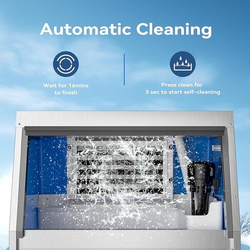 صانع الثلج التجاري من Coolake بقوة 200 رطل/24 ساعة، ماكينة صنع الثلج تحت الطاولة مع تخزين ثلج بوزن 55 رطلًا، تبريد الهواء، مكثف قائم بذاته، آلة صنع الثلج قائمة بذاتها من الفولاذ المقاوم للصدأ لمرآب البار المنزلي in Kuwait