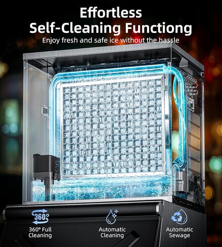 آلة صنع الثلج التجارية بقدرة 450 رطلاً/24 ساعة مع تخزين 250 رطلاً، وضع التنظيف الذاتي، آلة صنع الثلج الصناعية، الثلج جاهز في 7-15 دقيقة، صانع الثلج من الفولاذ المقاوم للصدأ للبار/المقهى/المطعم/الأعمال in Kuwait