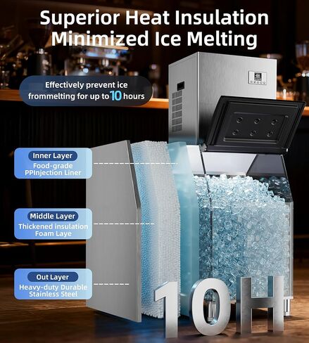 آلة صنع الثلج التجارية بقدرة 450 رطلاً/24 ساعة مع تخزين 250 رطلاً، وضع التنظيف الذاتي، آلة صنع الثلج الصناعية، الثلج جاهز في 7-15 دقيقة، صانع الثلج من الفولاذ المقاوم للصدأ للبار/المقهى/المطعم/الأعمال in Kuwait