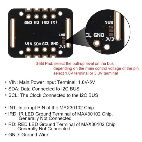 3PCS MAX30102 Heart Rate Sensor Modules Pulse Detection Blood Oxygen Concentration Calculation Module MAX30102 Heart Rate Sensor in Saudi Arabia