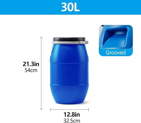 30l Food Grade Plastic Barrel with Lid, Heavy-Duty Storage Drum, Versatile Water Container for Home, Restaurant, and Factory Use in Saudi Arabia