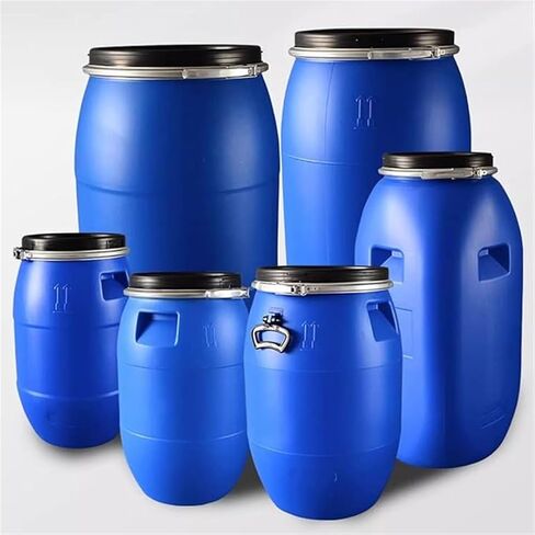 60L Large Blue Plastic Storage Barrel Drum with Lid & Latch, Food Grade, Air Tight Industrial Keg for Shipping & Organizing, Durable Container for Home & Commercial Use in Saudi Arabia