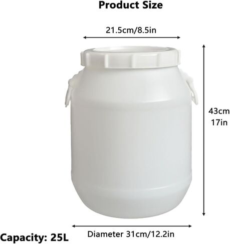 25l Plastic Water Storage Barrel with Dual-Layer Lid, Sealed Container for Easy Handling - Durable Drum for Home, Garden, and Outdoor Use (White) in Saudi Arabia