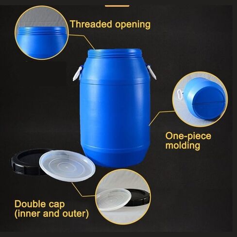 25l Plastic Water Storage Barrel with Dual-Layer Lid, Sealed Container for Easy Handling - Durable Drum for Home, Garden, and Outdoor Use (White) in Saudi Arabia