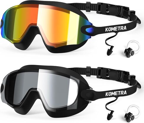 2 Pack Adult Swim Goggles, Frameless Anti-Fog UV Protection Swimming Goggles, Clear Vision Pool Goggles for Men Women in Saudi Arabia