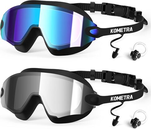 2 Pack Adult Swim Goggles, Frameless Anti-Fog UV Protection Swimming Goggles, Clear Vision Pool Goggles for Men Women in Saudi Arabia