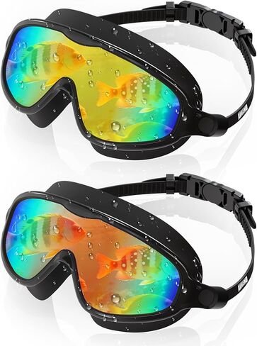 Aegend Swim Goggles for Adult Youth - 2 Pack Wide View Anti-Fog Anti-UV Swimming Goggles for Men & Women in Kuwait