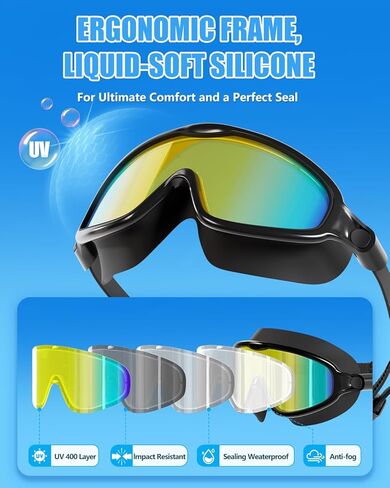 Aegend Swim Goggles for Adult Youth - 2 Pack Wide View Anti-Fog Anti-UV Swimming Goggles for Men & Women in Saudi Arabia
