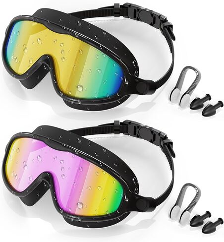 Aegend Swim Goggles for Adult Youth - 2 Pack Wide View Anti-Fog Anti-UV Swimming Goggles for Men & Women in Saudi Arabia