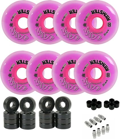 Rink Rat Roller Hockey Wheels Vibe 80mm XXX Grip Purple with Hybrid Ceramic Bearings in Kuwait