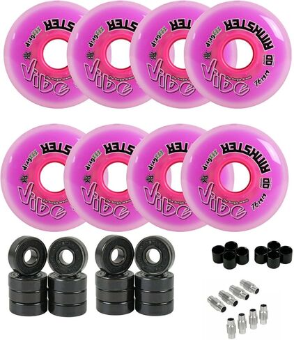 Rink Rat Roller Hockey Wheels Vibe 76mm XXX Grip Purple with Hybrid Ceramic Bearings in Kuwait