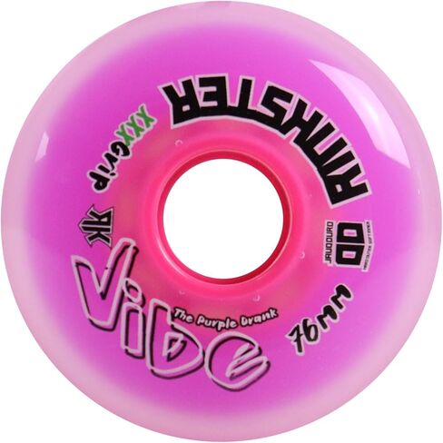 Rink Rat Roller Hockey Wheels Vibe 76mm XXX Grip Purple with Hybrid Ceramic Bearings in Kuwait