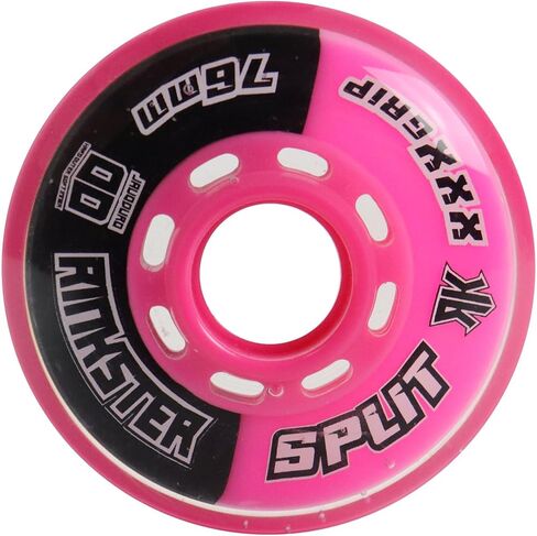 عجلات هوكي رينك رات رولر سبليت 76 ملم XXX Grip أسود/وردي (مفرد) in Kuwait