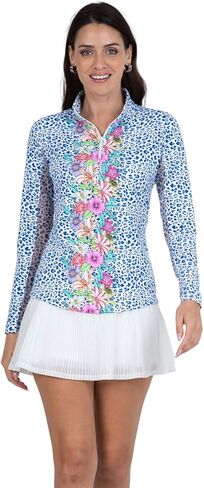 IBKUL Athleisure Wear واقي من الشمس UPF 50+ Icefil Cooling-Carrie Print كم طويل رقبة وهمية - 10872 in Saudi Arabia