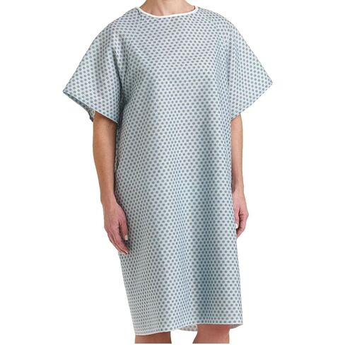 1 Patient Gown Blue w/Snowflakes - One Size Fits Most - Back Tie Closures - 55/45 Polycotton in Kuwait