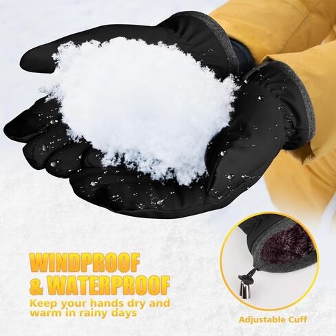 1 Pair Winter Gloves Touch Screen Water Resistant Windproof Thermal for Running Cycling Driving Hiking for Men Women in Saudi Arabia