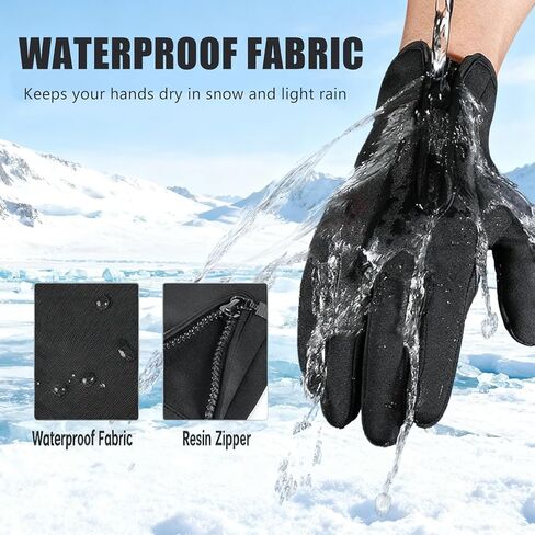 Outdoor Winter Touchscreen Gloves - Water Resistant Windproof Anti-Slip Warm Gloves, Adjustable for Men Women, Ideal for Cycling Hiking Skiing Driving Running in Kuwait