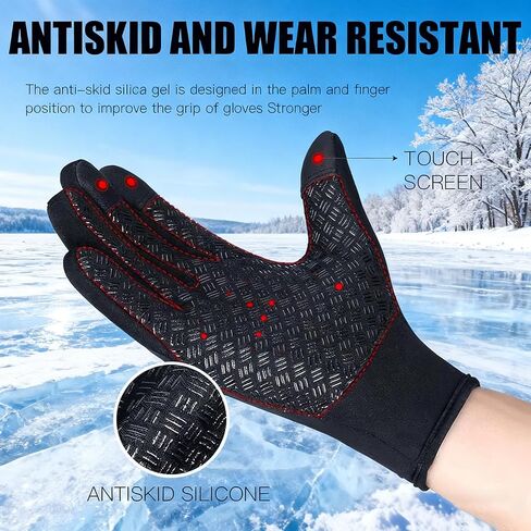 Outdoor Winter Touchscreen Gloves - Water Resistant Windproof Anti-Slip Warm Gloves, Adjustable for Men Women, Ideal for Cycling Hiking Skiing Driving Running in Kuwait