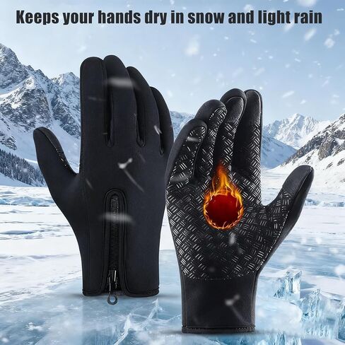 Outdoor Winter Touchscreen Gloves - Water Resistant Windproof Anti-Slip Warm Gloves, Adjustable for Men Women, Ideal for Cycling Hiking Skiing Driving Running in Kuwait