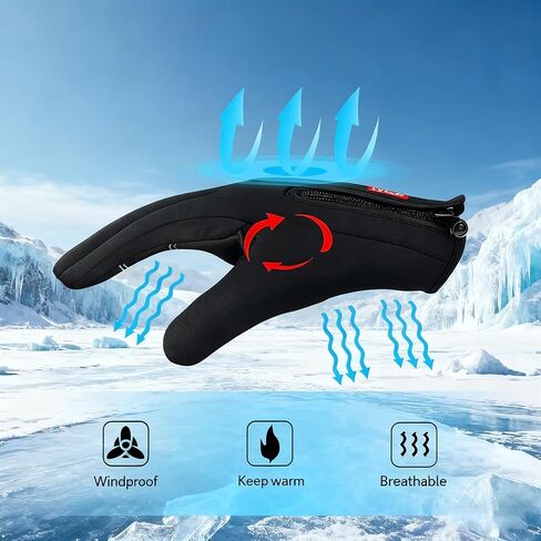Outdoor Winter Touchscreen Gloves - Water Resistant Windproof Anti-Slip Warm Gloves, Adjustable for Men Women, Ideal for Cycling Hiking Skiing Driving Running in Kuwait