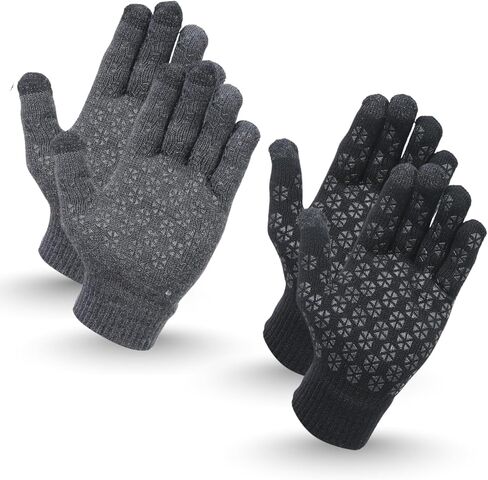 Heat Logic Unisex Thermal Knitted Winter Gloves, Touchscreen Compatible Cold Weather Warm Gloves for Men & Women, Pack of 2 in Saudi Arabia