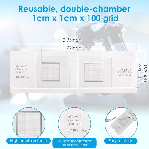 Fecal Egg Count Slide, McMaster Parasite Egg Slide,Worm Egg Count for Veterinary use. Livestock Parasite Management. FEC and FECRT Reference Guide Glass Material is not Easy to Become turbid in Saudi Arabia