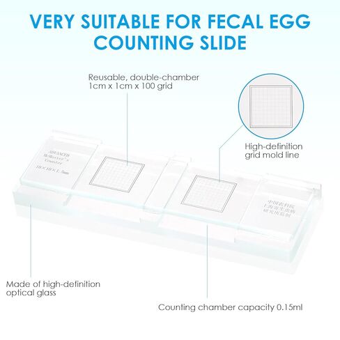 Fecal Egg Count Slide, McMaster Parasite Egg Slide,Worm Egg Count for Veterinary use. Livestock Parasite Management. FEC and FECRT Reference Guide Glass Material is not Easy to Become turbid in Saudi Arabia