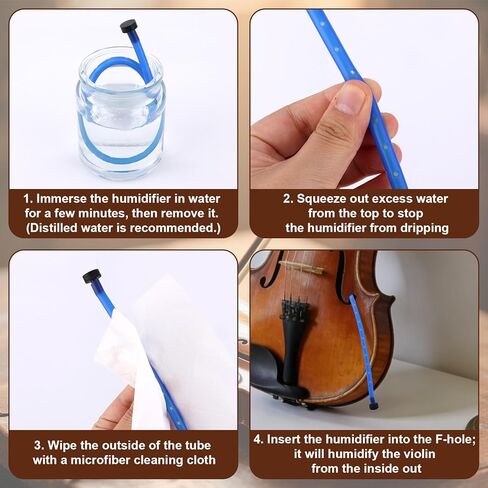 Violin Humidifier, Rubber Portable Violin and Viola Moisture F Hole Humidifier Tube Practical Musical Dampit Instrument Humidity Gift Maintenance Accessory for Cracking Prevention (Blue) in Saudi Arabia