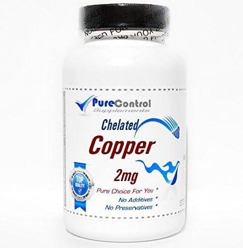 Chelated Copper 2mg // 100 Capsules // Pure // by PureControl Supplements in Saudi Arabia