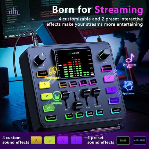 حزمة معدات البودكاست، خلاط صوت مع ميكروفون ديناميكي للكمبيوتر الشخصي، مجموعة معدات الألعاب لتسجيل البودكاست، مغير الصوت/التقليل من الضوضاء/التردد/البلوتوث، البث المباشر، غناء الفيديو (الهاتف/PS5) in Kuwait