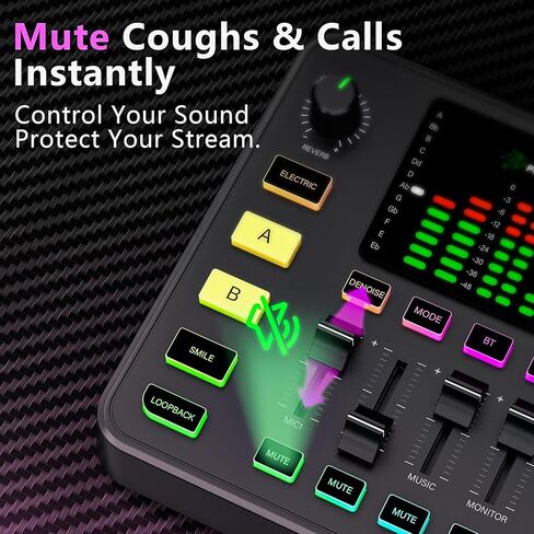 حزمة معدات البودكاست، خلاط صوت مع ميكروفون ديناميكي للكمبيوتر الشخصي، مجموعة معدات الألعاب لتسجيل البودكاست، مغير الصوت/التقليل من الضوضاء/التردد/البلوتوث، البث المباشر، غناء الفيديو (الهاتف/PS5) in Kuwait