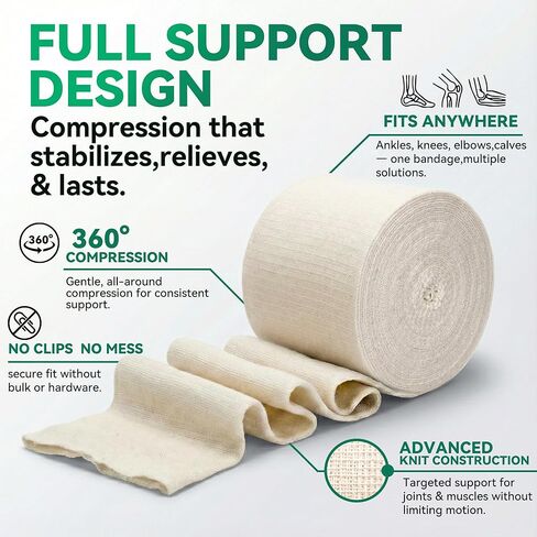 ضمادة دعم أنبوبية مرنة مقاس G من FRESINIDER (4.5 بوصة × 11 ياردة) - أقصى تغطية خفيفة إلى لفافة ضغط متوسطة للفخذ والركبة الكبيرة، جوارب قابلة للتنفس in Kuwait