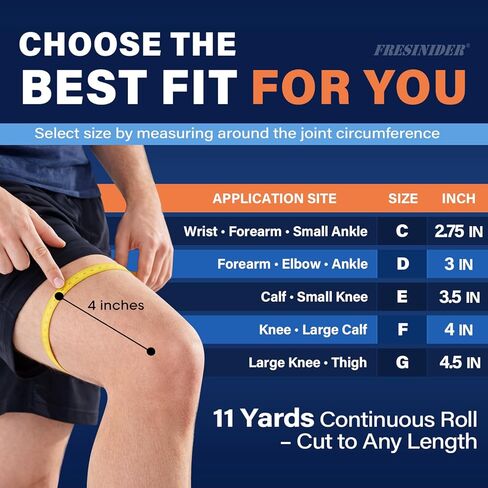 ضمادة دعم أنبوبية مرنة مقاس G من FRESINIDER (4.5 بوصة × 11 ياردة) - أقصى تغطية خفيفة إلى لفافة ضغط متوسطة للفخذ والركبة الكبيرة، جوارب قابلة للتنفس in Kuwait
