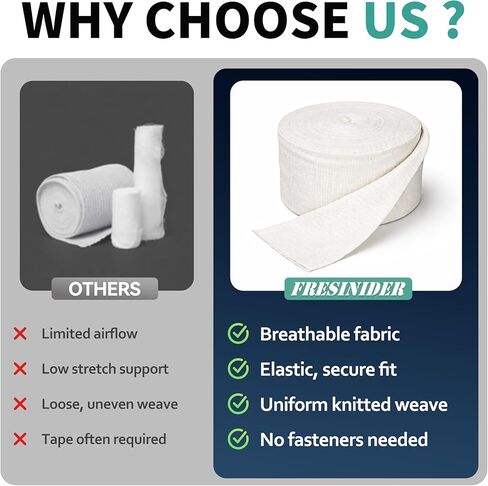 ضمادة دعم أنبوبية مرنة مقاس G من FRESINIDER (4.5 بوصة × 11 ياردة) - أقصى تغطية خفيفة إلى لفافة ضغط متوسطة للفخذ والركبة الكبيرة، جوارب قابلة للتنفس in Kuwait