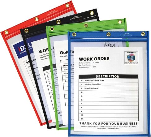 C-Line Heavy Duty Super Heavyweight Plus Stitched Shop Ticket Holder, Assorted Colors, 9 x 12 Inches, Box of 20 Shop Ticket Holders (50920) in Saudi Arabia