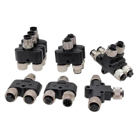 M12 موصل الاستشعار ذكر أنثى Y على شكل تحويل 4 5 8 دبوس موصلات 1 قطعة (5P Y (1M-2F)) in Kuwait