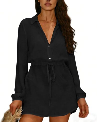 Womens Swimsuit Cover Up Dress Pullover Shirt Coverup Bathing Suit Mesh Swim Short Beach Dresses 2026 Trendy in Saudi Arabia