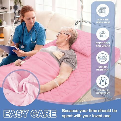 Lounsweer 3 Piece Hospital Bed Sheet Set, Purple Waterproof Bed Sheet Set, Incontinence Protection for Home and Hospital Use, Include 1 Fitted 36" x 84" x 12" 1 Flat and 1 Pillowcase in Kuwait