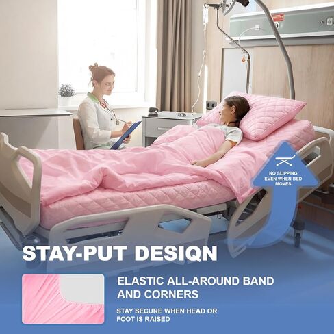 Lounsweer 3 Piece Hospital Bed Sheet Set, Purple Waterproof Bed Sheet Set, Incontinence Protection for Home and Hospital Use, Include 1 Fitted 36" x 84" x 12" 1 Flat and 1 Pillowcase in Kuwait