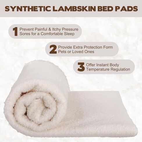 قطعتان من وسادات جلد الغنم الطبية مقاس 30 × 60 بوصة من جلد الخراف الصناعي ووسادة الأثاث لمنع القروح وتهيج الجلد، واقيات جلد الغنم الطبية للاستخدام المنزلي أثناء التنقل in Kuwait