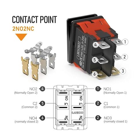 2822-3 Gear with Red/Green/Blue Light Waterproof KCD6 Rocker Aluminum Brushed Panel High-Gloss Edge Metal Boat Switch(B(Silver P) 2-Speed,3-8V) in Saudi Arabia