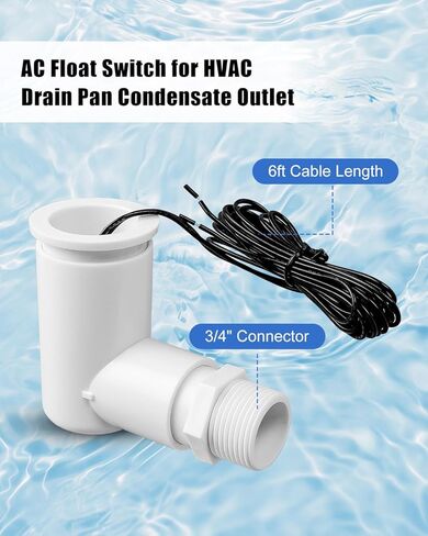 مفتاح تعويم على شكل حرف L مناسب لوعاء تصريف HVAC، مستشعر إيقاف مكثف التيار المتردد 3/4 بوصة للكشف عن الحماية من التدفق الزائد 4 قطعة in Saudi Arabia