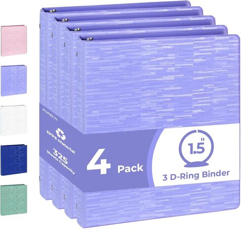 Poprun 3 Ring Binder 1 Inch ، منظم متين خالي من PVC مع 2 جيوب داخل المدرسة والمكاتب ، يحمل الموثق الشاقة 175 ورقة (8.5 "× 11" ورقة) ، حزمة واحدة ، وردي in Kuwait