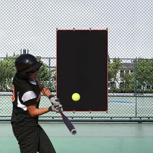 Baseball Batting Cage Backstop 4 x 6 ft with Strike Zone Target, Heavy Duty PVC Backstop for Baseball & Softball Pitching Practice, Net Protector for Backyard Batting Cages in Kuwait