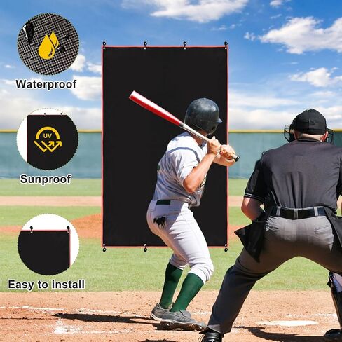 Baseball Batting Cage Backstop 4 x 6 ft with Strike Zone Target, Heavy Duty PVC Backstop for Baseball & Softball Pitching Practice, Net Protector for Backyard Batting Cages in Kuwait